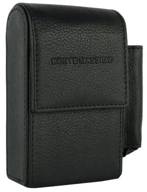 Conte Massimo Étui à Cigarettes en Cuir Véritable avec Porte-Briquet, pour Homme et Femme, Étui pour Paquet de Cigarettes et Briquet