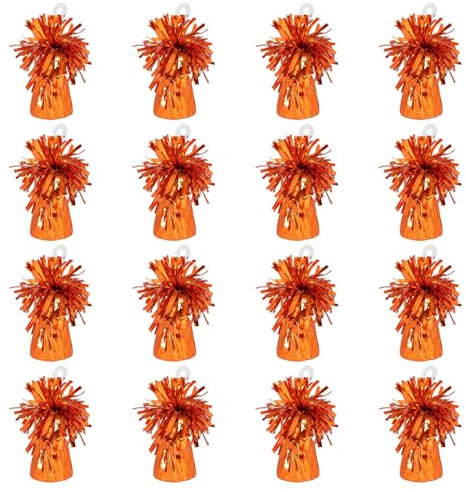 Boland - Ballongewicht mit Metallicfolie, 16 Stück, 160 - 180 g, Ballon Beschwerer, für Luftballons und Heliumballons, Orange