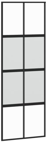vidaXL Puerta corredera vidrio templado y aluminio negra 76x205 cm