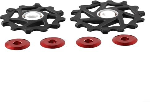 DAZZLEEX 2 Stück 12T + 14T Keramik Lager Schaltwerk Riemenscheibe Rad Für SRAM AXS Und Unterstützt 9, 10, 11-Fach Ketten (Rot)