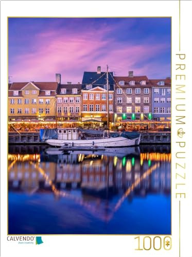 CALVENDO Puzzle Nyhavn am Abend | 1000 Teile Lege-Größe 64 x 48 cm Foto-Puzzle für glückliche Stunden