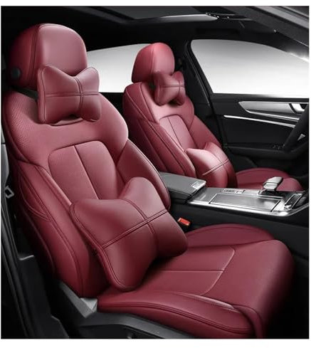 Janeepoch Sitzbezüge Benutzerdefinierte Autositzbezug Leder Auto Für Alfa Für Romeo Für Giulia Für Stilfserjoch Autozubehör Sitzkissen Styling Grau Autositzschoner (Color : Wine RED LUX)