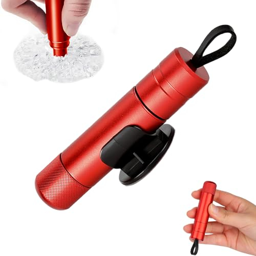 TRKETK Sicherer Hammer Glasbrecher, Auto-Sicherheitshammer 2 In 1 Gurtschneider Notfallhammer Glasbrecher und Sicherheitsgurtschneider Notfall-Fluchtwerkzeug Nothammer Auto mit Gurtschneider (Rot)