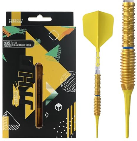 CUESOUL JIHO S3 21g Soft Tip 90% Tungsten Dartset mit Titanbeschichtung und vereinheitlichendem ROST T19 Flight