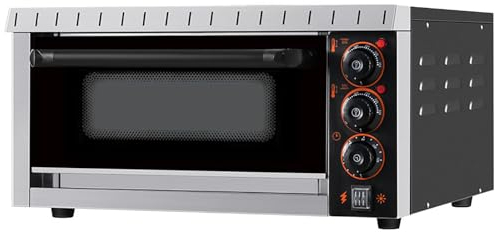 TEHONGMAI Forno per Pizza Forno Elettrico per Pizza da appoggio Forno per Pizza Commerciale da 2000 W con Pietra per Pizza e Timer Forno per Pizza a Piano Singolo in Acciaio Inossidabile