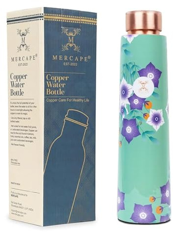 MERCAPE® Copper Water Bottle - Joint Less, Leak Proof, Advanced Protection (900ml) for Wellness, Gym, School, Office &