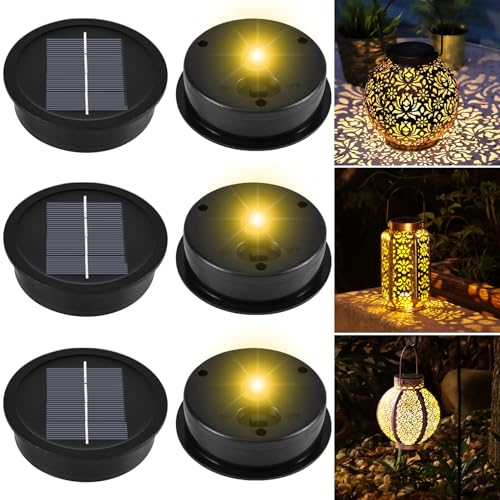 Joycabin 6 Stück Solarlampen Ersatz Top 8cm mit LED Warmweiß Licht Solardeckel, IP65 Wasserdicht Solarbatteriekasten Solarleuchten Solarpanel Ersatzteil für Solarlampen Laterne Deckel Garten