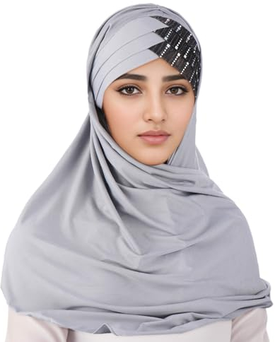 Beokeuioe Türkisch Kopftuch Muslim, Frauen Konfektionskleidung Schal Kleider, Muslim Weicher Jersey Kopftücher Hijab Für Damen, Muslimisch Abaya Gebetskopftuch Tuch Schal