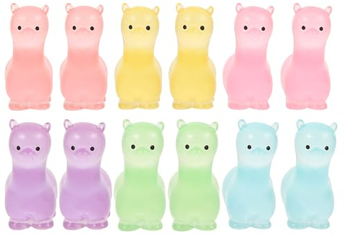 JOINPAYA 12 Stück Mini Resin Alpaca Figures: Glowing Mini Animals Glow in The Dark Miniature Alpaca Figures Made of Resin Sheep Tiny Lamb Cupcake Topper Pendant for One