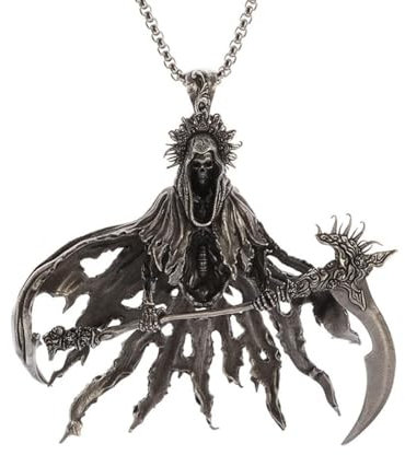 Caiduoduo Hell Reaper Sense Anhänger Vintage Gothic Tod Dämon Schädel Halskette für Männer Punk Hip Hop Rock Schmuck Geschenk
