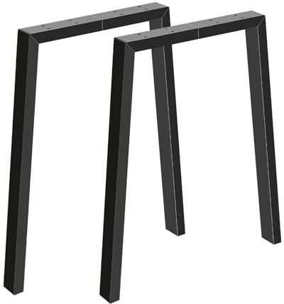 Fruyyzl Tischbeine Metall Schwarz, Tischgestell U Form, Beine für Möbel, Couchtisch Beine 71cm Hx61cm W, Tischbein für DIY Sitzbank, Esstische, Nachttisch, Bank, Zweiteilig