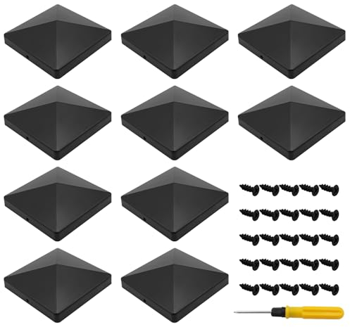 TETEWEVER 10 Piezas Tapas para Postes 10×10cm Tapas para Postes de Valla con Tornillos