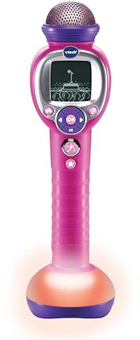 VTech Kidi Superstar Moov - Micrófono Karaoke con tecnología Magic Voice, Efectos Luminosos, grabación de Voz, Juegos interactivos y animaciones Musicales, Idioma Italiano, Pilas Incluidas, a Partir