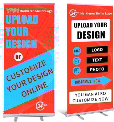RoPox Ausziehbarer Bannerständer für Ausstellungen, stehendes Werbebanner,Portable Promotional Advertising Stand mit Reisetasche,Tradeshow Display Sign Holder, Heavy Duty Aluminium Base