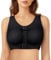 Junlan Post Surgery Sports Bra Front Closure Compression Bra for Women Mastectomy with Removable Breast Support Band (Black,L)