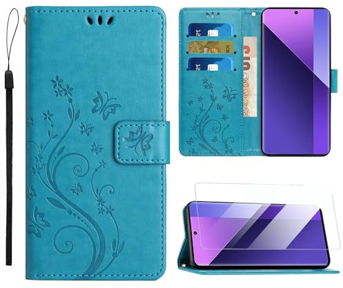 Anshow for iPhone 16 Case Wallet with Wrist Strap, Flip Leather Case with Cards Holder Phone Case with Kickstand Cover for iPhone 16, Blue