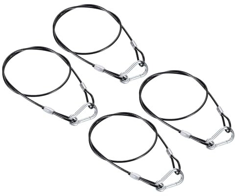 PATIKIL Cavo di Sicurezza in Acciaio Inossidabile 31,5/80cm, 4pz 4mm Sicurezza Flessibile Cavo Lucchetto a Doppio Ring con Ganci per Illuminazione Palco Bagagli, Argento