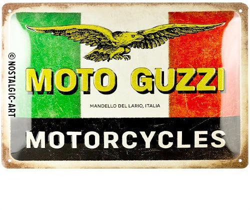 Nostalgic-Art Cartel metálico retro, 20 x 30 cm, Moto Guzzi – Motorcycles Italia – Idea de regalo para moteros, Official License Product (OLP), de metal, diseño vintage