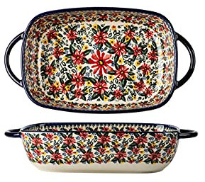 Plato para lasaña, Fuentes de cerámica for horno con asa Fuente for horno, sartén for asar lasaña Cazuela grande rectangular for hornear