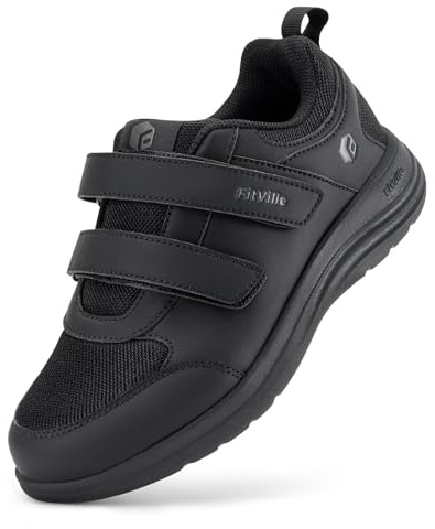FitVille Women's Extra Wide Fit Shoes for Swollen Feet, Easy Close Adjustable Diabetic Shoes for Ladies, Non-Slip Lightweight Orthopedic Walking Trainers for Elderly V6