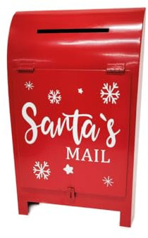 BIANCHERIAWEB Cassetta Postale Lettere per Babbo Natale Decorativa Rossa Modello Santa