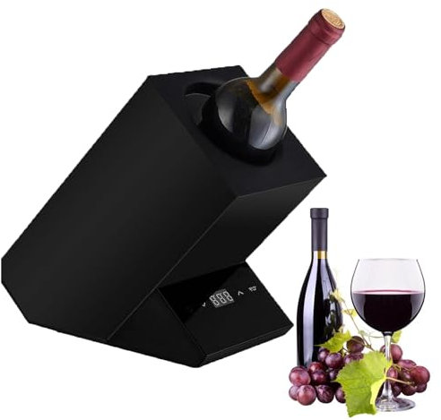 LwiftGal Wine Chiller, Electric Temperature-Controlled Bucket for Red/White Wine Champagne Fast-Cooling Cabinet Kitchen Bar, No Ice Required Stainless Steel,Black