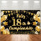 Pancarta Feliz Cumpleaños 18 Años, Pancarta Fondo 18 Cumpleaños 180 * 110cm, Decoracion 18 Cumpleaños Oro Negro, Cartel Feliz Cumpleaño Adornos de Fiesta Chico Chica