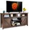 COSTWAY TV Stand for TVs up to 65 Inch, Farmhouse TV Cabinet Media Entertainment Center with Sliding Barn Doors and Adjustable Shelf, 150cm TV Unit Console Table for Living Room Bedroom (Brown)