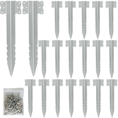 Xyxu Supports pour traverses de chemin de fer, lot de 20 supports en métal pour bordure de jardin, supports de traverses de jardin en acier galvanisé à chaud robustes pour lits surélevés en bois