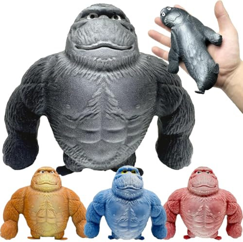 Gorilla Stressabbau Spielzeug - Gorilla Stress Toy, Gummi Squishy Monkey, Gorilla Spielzeug Zum Stressabbau, Stressabbau Spielzeug für Kinder und Erwachsene (schwarz)