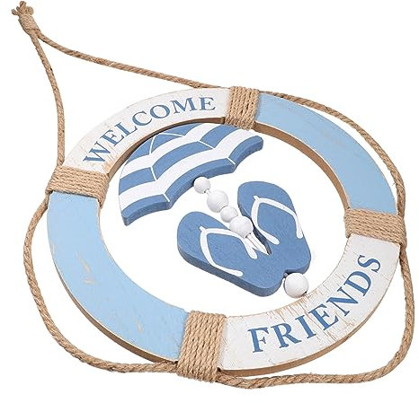 Cabilock Rettungsring aus Holz Wandtafel Wanddekoration aus Makramee dekorative hängende Ornamente runder Spiegel Pub wand dekorationen wandornament Türverzierungen Wandanhänger hölzern