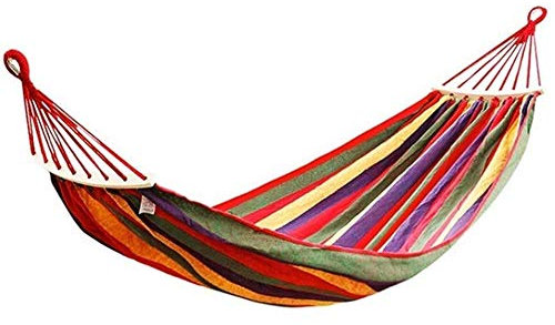 Hamac double avec barres en bois 280 x 180 cm Capacité 300 kg Sac de transport inclus Idéal pour cour camping plage terrasse Rouge