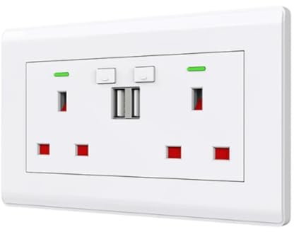 arlote 1 PCS Tuya WiFi Socket with Dual USB 5V/2.1A Smart Home Switch UK Plug White Plastic for Plug
