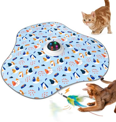 Interaktives Katzenspielzeug: 2-in-1 Versteckspiel Federn Elektrisches Katzenspielzeug mit Gong - Wiederaufladbares Intelligenzspielzeug für die Bewegung Hauskatzen,Geeignet für Katzen jeden Alters