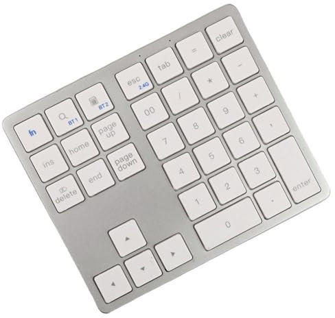 Sctecoau Teclado Numérico Bluetooth 2.4G Teclado Numérico Inalámbrico Ultrafino Teclado Numérico Recargable USB para iOS Android Ventana