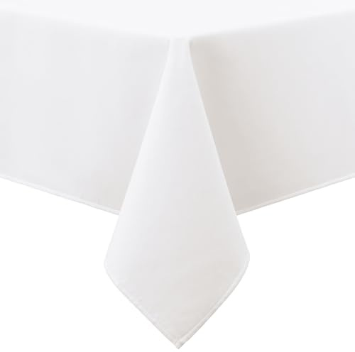 smiry Leinenoptik Tischdecke Flanellrücken Eckig 80x80cm, Weiß | Abwaschbar, Lotuseffekt, Leinenoptik, Wasserabweisend