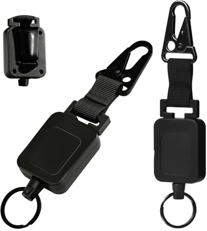 Gear Keeper CB Mikrofonhalter, einziehbarer Mikrofonhakenhalter mit robuster Schnappbefestigung, verstellbares Mikrofon-Umhängeband und Hardware-Montageset, Schwarz, 2 Stück