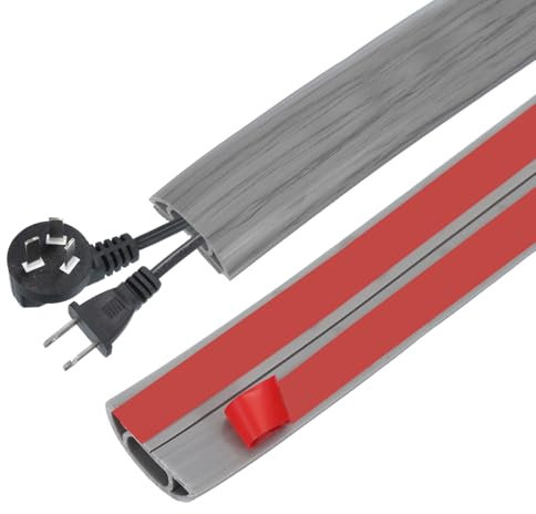 PATIKIL Floor Cord Cover 3 cm x 3 Meters, Self Adhesive Cord Hider Floor Power Cord Protector Extension Cable Management Cable Recess for Offices Exhibitions, Gray Wood Grain