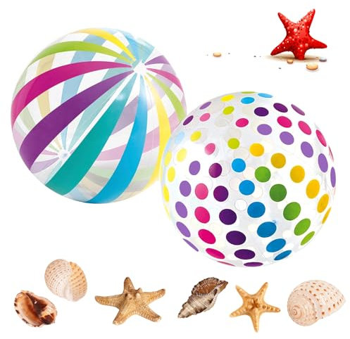 ARTGUTS 2 Stück Wasserbälle Aufblasbar, 40 cm Regenbogen Strand Bälle, Aufblasbarer Ball, Aufblasbare Schwimmbad Spielzeug, Ideal fürs Schwimmbad, Strand und Pool