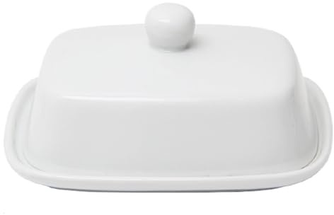 Hoshisea Beurrier En Céramique, Beurrier Avec Poignée, Beurrier En Porcelaine Blanche Avec Couvercle, pour Petits Et Gros Morceaux de Beurre (Blanc)