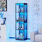 BROTTAR 63 Tall Display Cabinets with Glass Doors, Glass Bookcase Bookshelf with 3 Color Lights & Human Body Sensor, File Cabinets for Office Living Room Bedroom Furniture, Black