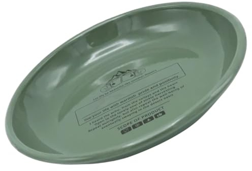 LAPYAPPE Enamel Food Plate Green 10-inch Retro Dinnerware Camping Serving Plate Outdoor Tableware Sturdy Metal Tray for Picnic and Restaurant Use