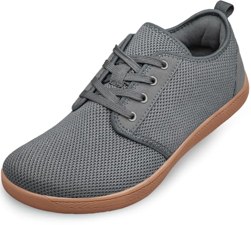 PQKDM Barefoot Shoes Mens Womens Trainers Wide Toe Box Barefoot Shoes Unisex Walking Outdoor Trainers Grey Size 7