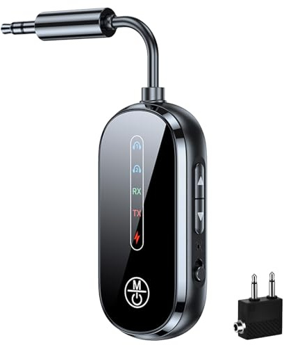 CAUTIOUS 5.4 Ricevitore Bluetooth Aux, 2 in 1 Adattatore Trasmettitore Ultimo Modello, Stabile Trasmettitore Bluetooth per Tv, Cuffie 3.5mm, Adattatore Bluetoot Auto per TV, Telefono Mobile