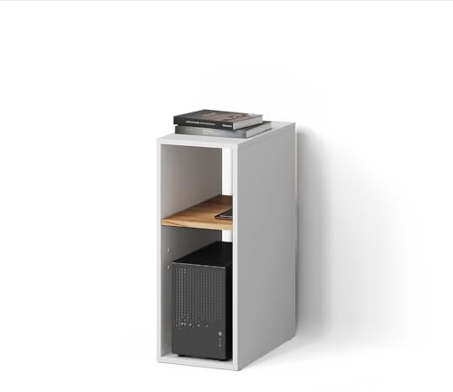 Livinity PC-Schrank Lorena, Weiß/Goldkraft Eiche, 28.5 x 72 cm | mit 2 Fächern