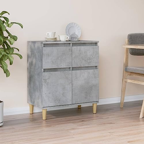 KTHLBRH Sideboard aus Sperrholz, Grau, Beton, modern, mit Schubladen und Türen, praktischer Aufbewahrungsschrank für Wohnzimmer, 60 x 35 x 70 cm