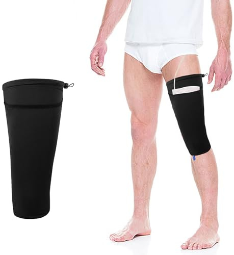 Supporto per sacchi da gamba per catetere regolabile, supporto per sacca per urina, sacchetto di scarico per le gambe, per donne e uomini (nero, M)