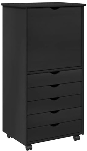 vidaXL Rollschrank 53 x 39 x 103 cm Massivholz Kiefer Schwarz