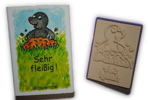 Lehrerstempel STEMPEL  Sehr fleißig !  Maulwurf Tier , Pädagogikstempel