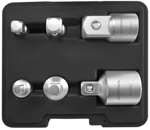 SW-Stahl 07920L Adaptersatz 6-teilig - Reduzierstücke 1/4-3/4 Zoll | Vergrößerungseinsätze aus Chrom-Vanadium-Stahl, matt-verchromt, für alle Abmessungen zwischen 6,3 mm und 20 mm